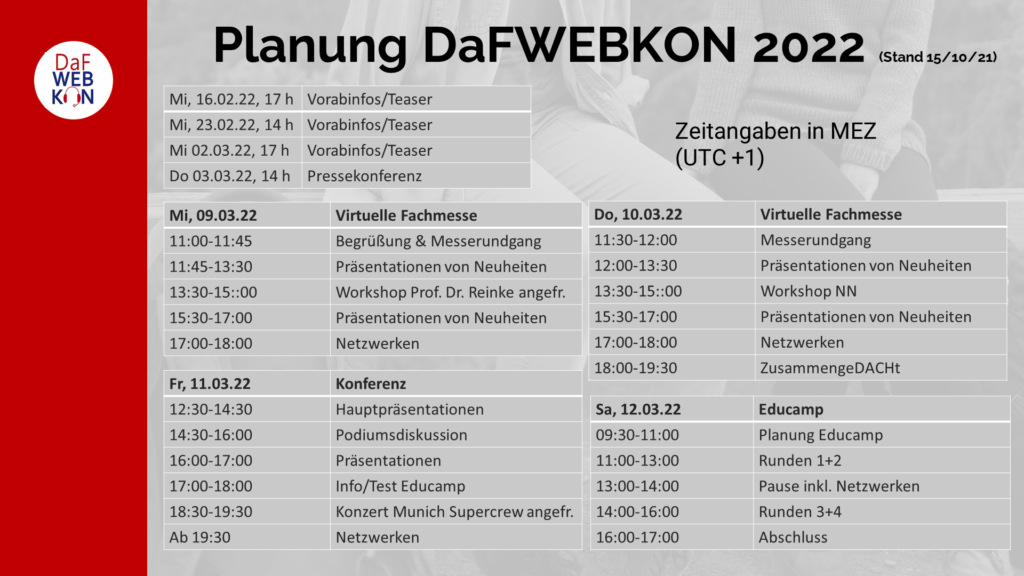 Planung Online-Konferenz DaFWEBKON 2022